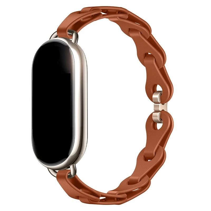 Резиновый ремешок для Xiaomi Mi Band 8 Браслет с пряжкой из нержавеющей стали для Miband 8 NFC Модный женский стиль Запасной силиконовый ремешок