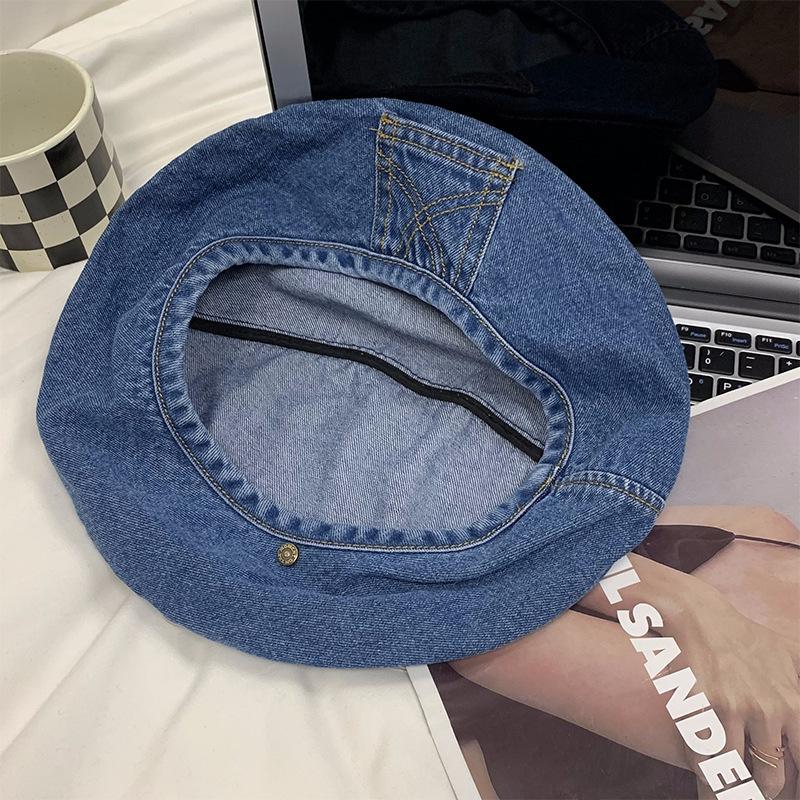 Стираный ковбойский берет женский летний Интернет знаменитость ретро лицо маленький бутон шляпа художника японский универсальный большой окружность головы шляпа