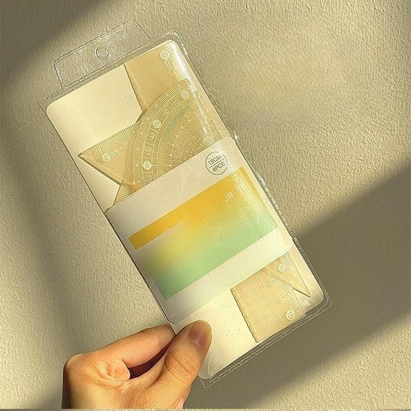 4 шт./набор 20 см Прямая линейка Многофункциональная математическая линейка Милые эстетичные школьные принадлежности Измерительные инструменты для школьников