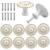 Set of 10 Antique White Drawer Knobs, Round Door Handles with Screws, Retro Floral Pattern, Approx. 35mm Diameter, for Kitchen, Room, Interior Doors,