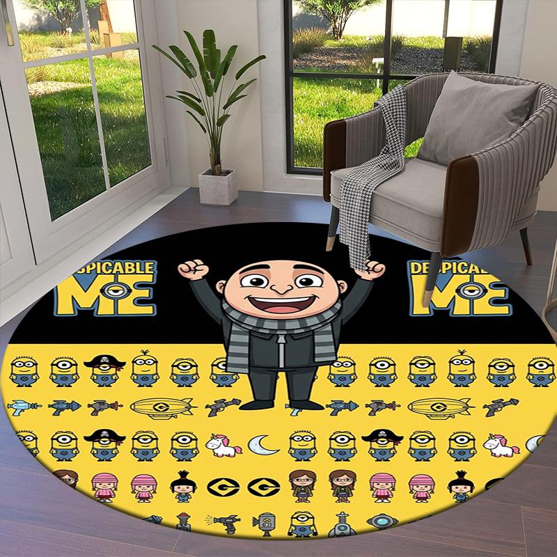 Despicable Minions Round Area Rug Carpet Rug For Living Room Bedroom Sofa Playroom Decor Nonslip Floor Mat