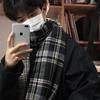 Атмосферный клетчатый шарф в корейском стиле - Осенне-зимний подарок для мужчин и женщин, Универсальный теплый шарф на шею, Модный платок для парня или студента