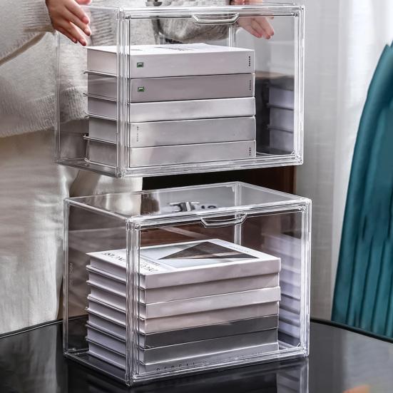 Practical Clear Space-saving Visible Desktop Storage Boxes for Purse Clutch Handbag Book Storage Box