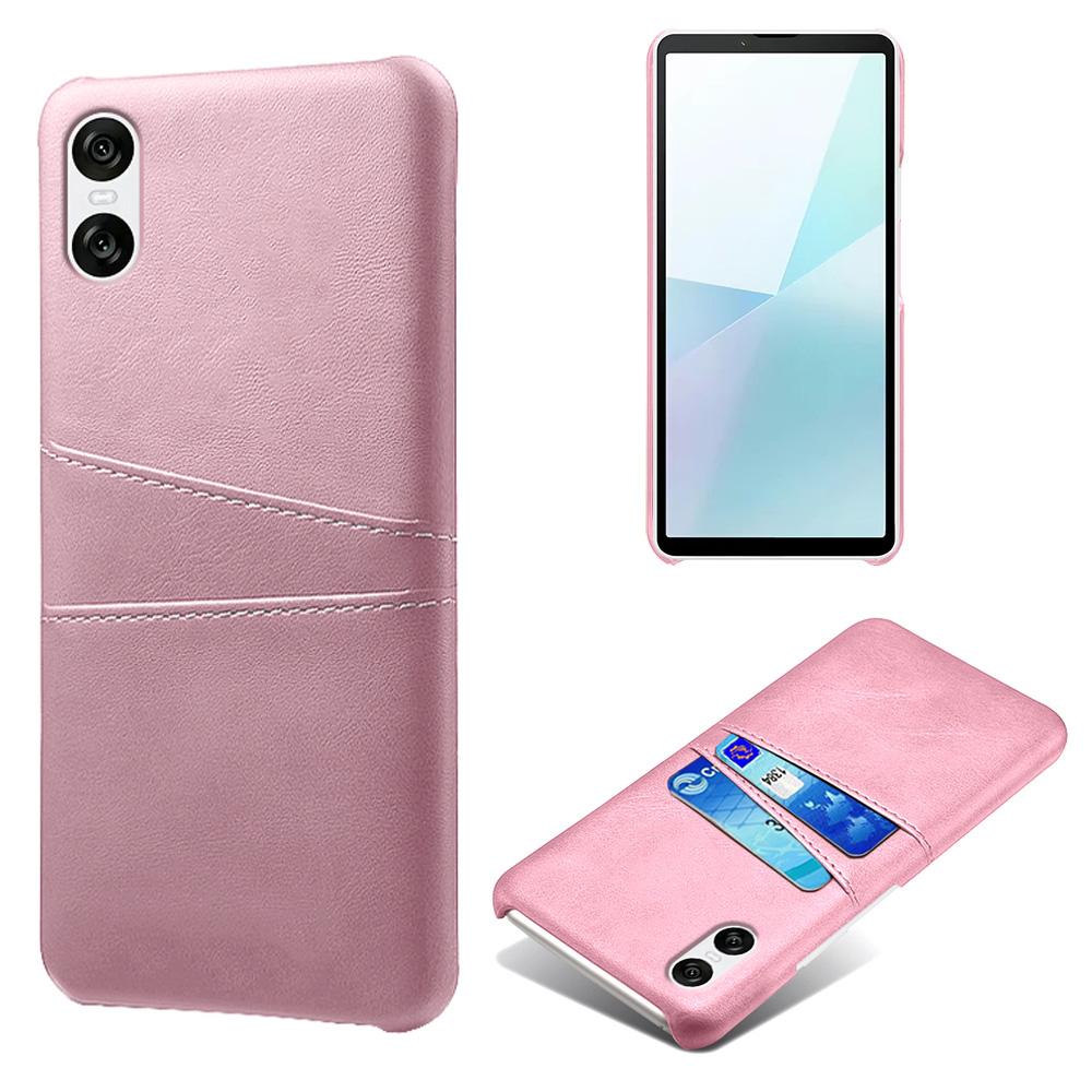 Для Sony Xperia 10 VI Чехол с кожаным покрытием PC Phone Cover Задняя крышка с двумя слотами для карт