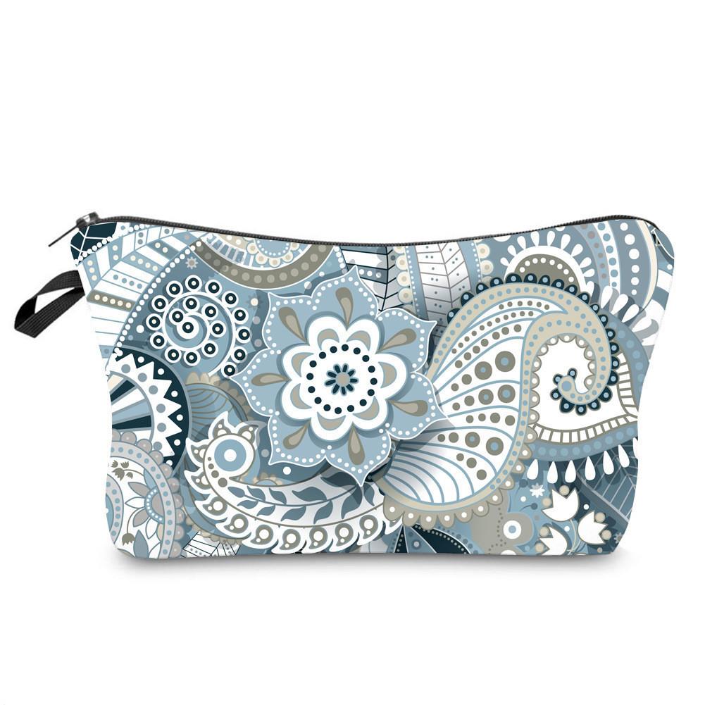 Trendy Vintage Mandala Flower Makeup Bag Handbag For Travel Polyester Lining Various Color Options