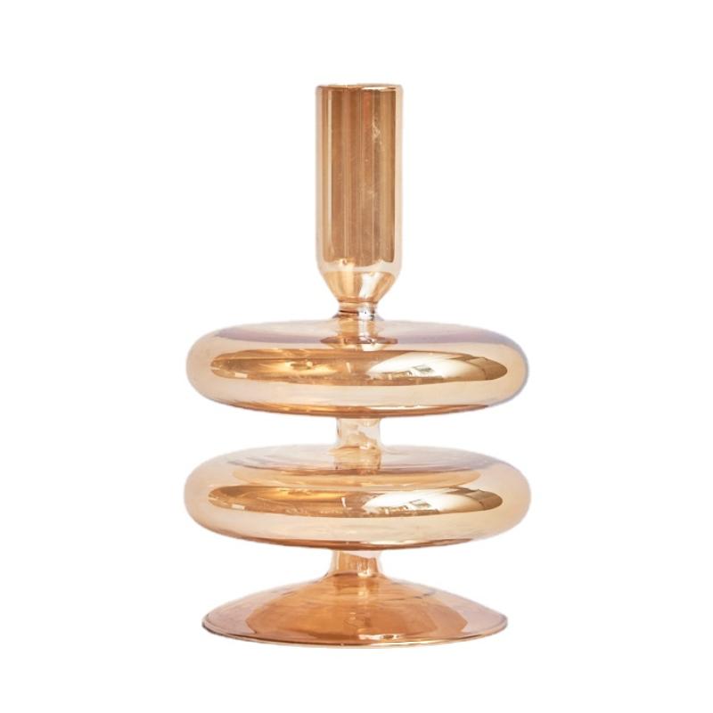 Floriddle Taper Candle Holders Glass Candlesticks for Home Wedding Table Decoration Glass Vase Table Bookshelf Candles Stand