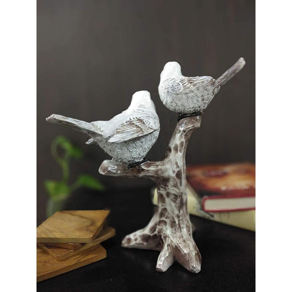 Декоративная белая статуэтка пары птиц, сидящая на ветке дерева, статуэтка для домашнего декора, подарочные изделия на Дивали, спальня, офисный стол, гостиная