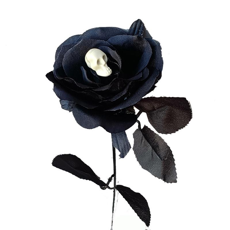 1 шт., товары для Хэллоуина, искусственный цветок с черепом, черный искусственный цветок, цветок ужаса, роза