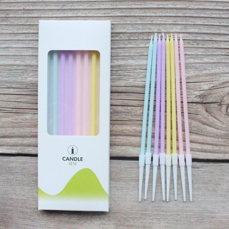 Small Fresh Rainbow Color Slender Straight Pencil Birthday Candle Creative Romantic Party Macaron Candle