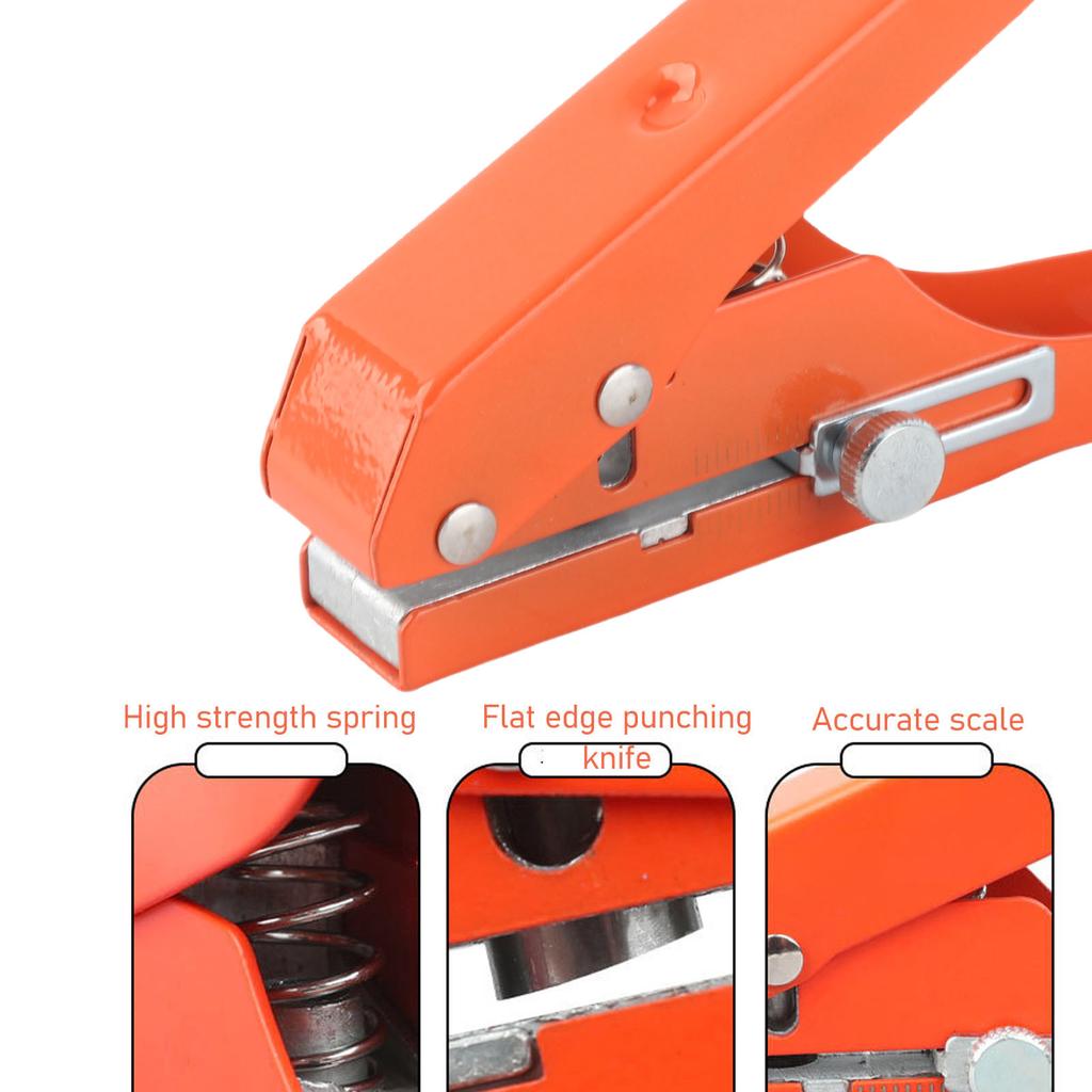 Single Hole Punch Heavy Duty Handheld Edge Banding Punching Pliers Tool for PVC Cards 10mm Flat Oblique Opening
