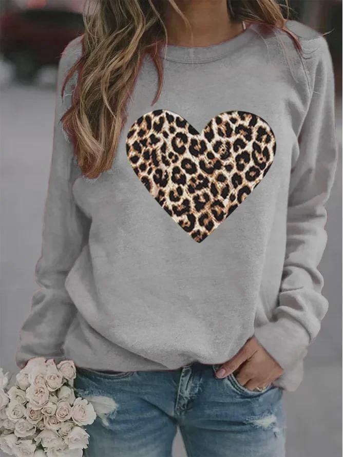 2024 Women's European & American Animal Print Round Neck Sweatshirt