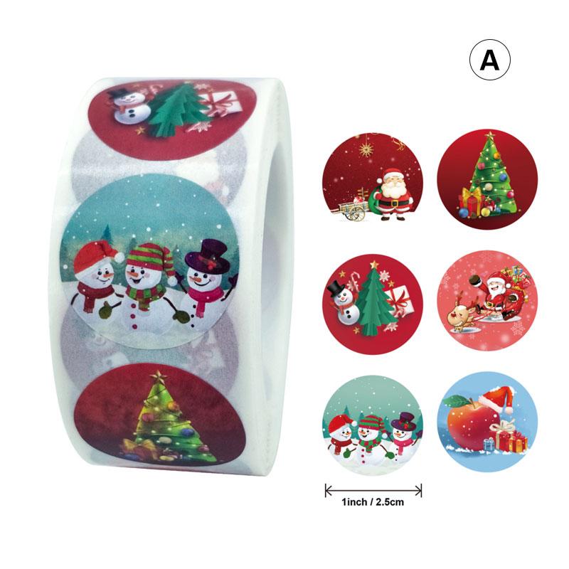 500 шт. 1 дюйм круглые рождественские наклейки с изображением Санта-Снеговика, записки, дневника, канцелярские товары, спасибо, наклейка, день рождения, рождественский декор