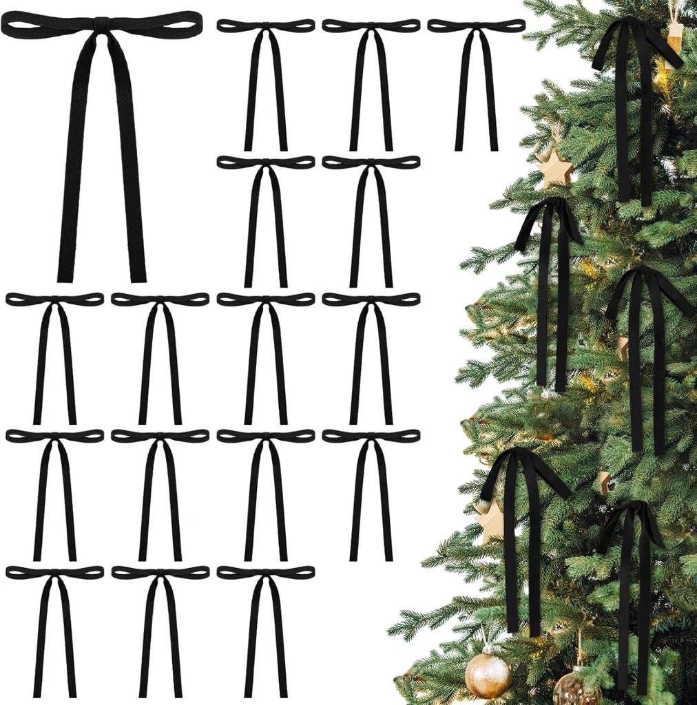 Бархатные банты Рождественские украшения для елки Винтажные двухсторонние бархатные ленты Банты для гирлянды, венка, для помещения и улицы на Рождество