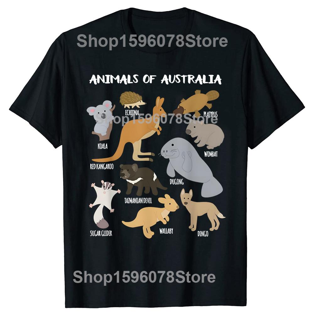 Animals Of Australia Australian Animal Educational Men Women Fashion T Shirts Cotton Short Sleeve Oversized T-shirt Tops