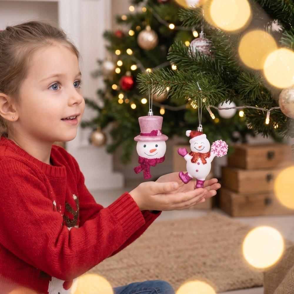 Plastic Santa Claus Snowman Pendant Snowman Christmas Hanging Cute Xmas Ornaments Kids Xmas Gift