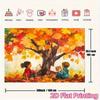 2D Autumn Reading Kids Backdrop, Fall Tree Book Scene Wall Hanging
