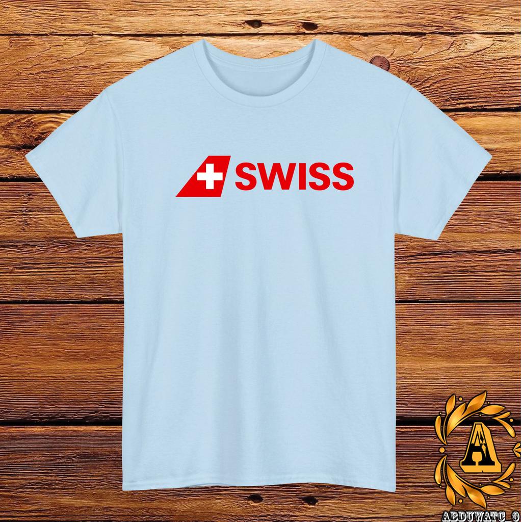Swiss International Airlines Logo T-Shirt Black Grey White Navy Red Blue S-5XL