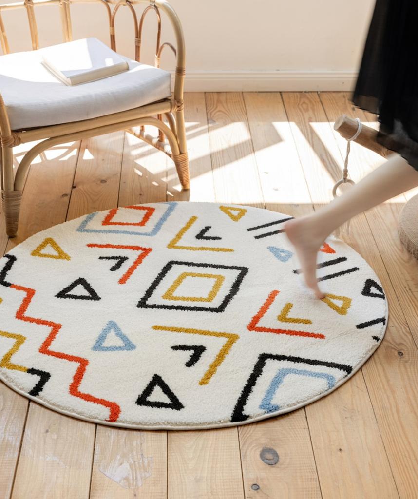 Современный стиль украшения гостиной круглый ковер утолщенный плюшевый прикроватный коврик ковры с мультяшным рисунком для спальни дома пушистый мягкий ковер