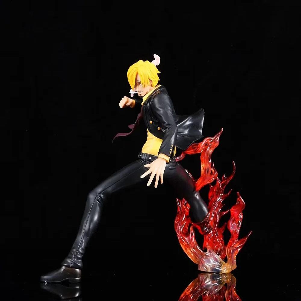 Аниме One Piece 19 см Черный костюм Огненные ноги Битва Санджи Фигурка Действия Модель ПВХ Статуя Игрушки Коллекция Украшение Подарок