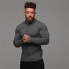 Autumn Casual Mens Solid Long Sleeve Slim Fit Fitness Polo Shirt