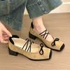 French Square Head Mary Jane Shoes Women's 2025 New Small Fragrant Style Retro Thick Heel Light Mouth Color Matching Single Shoes Suede Shoes Women