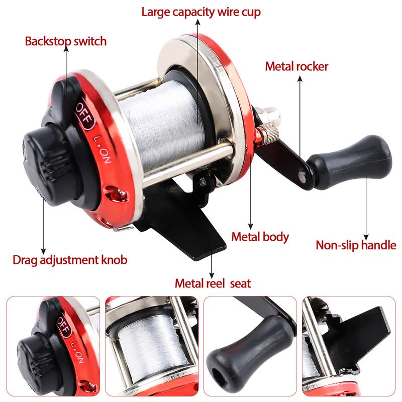 Мини-барабанная катушка для зимней рыбалки с передаточным числом 3,5:1, красная правая катушка, рыболовные снасти, катушка для зимней рыбалки