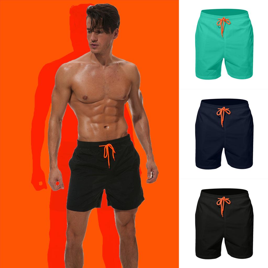 Men's Quick Dry Beach Pants Plain Three Quarter Pants Loose Swim Shorts Workout