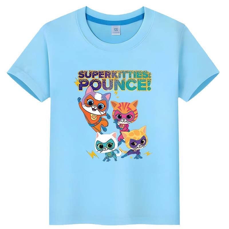 Детская футболка New Game Super Kitties, летние хлопковые топы с короткими рукавами y2k, цельная футболка для детей, одежда для мальчиков и девочек 10 лет, футболка с аниме