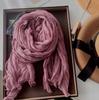 Vreovor Solid Color Hand Feel Scarf Retro Autumn Winter New Pleated Green Thin Strip Shawl Men'S Women'S Thermal Silk