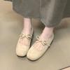 Версия из мягкой кожи~ Французский темпераментный бант Элегантные туфли дуду Носить на улице с легким ароматом, С мелким вырезом Внутренняя высота увеличивающая Одиночная обувь