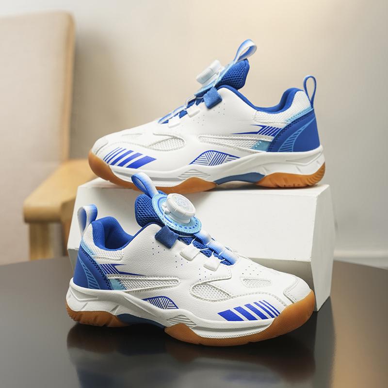 Kids Court Sneakers Rotary Cable Dial Open Weave Upper Gum Grip Sole Lightweight School Sport Shoes