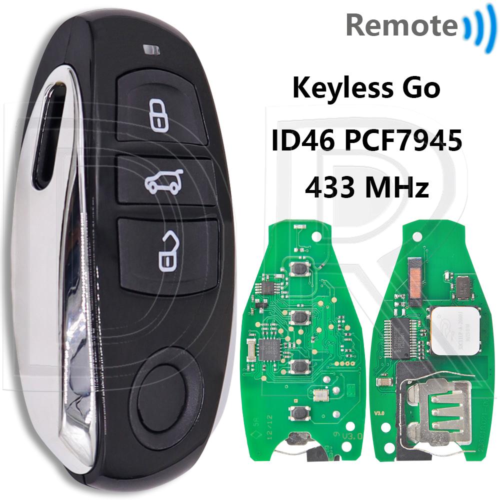 Great Keyless Go ID46 PCF7945AC 315/433/868MHz Proximity Car Remote Control Smart Key For VW Volkswagen Touareg 2011-2018