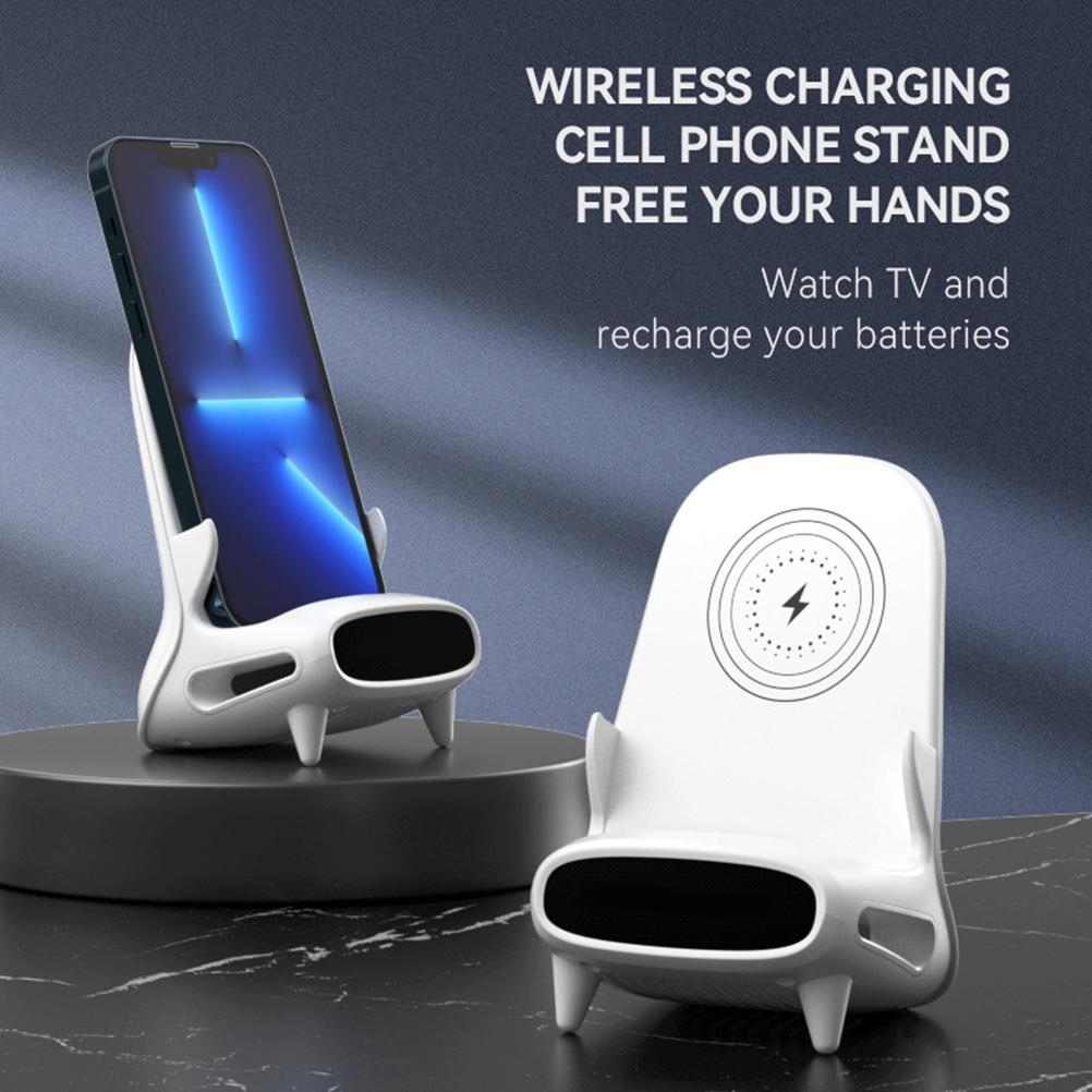 Portable Mini Chair Wireless Charger 15W Wireless Charging Station Phone Charger Stand with Musical Speaker Function