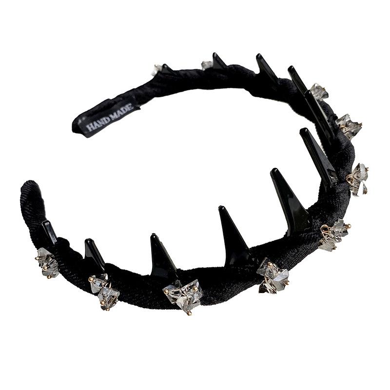 Элегантная волнистая повязка на голову со стразами и нескользящими зубцами для стильной прически