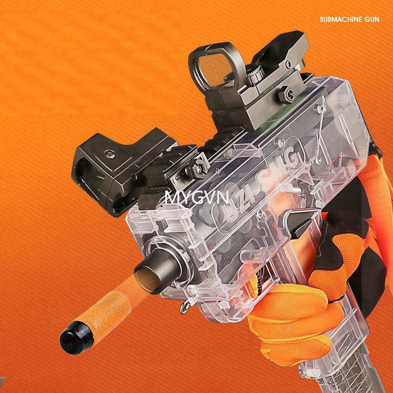 Игрушечный пистолет UZI Электрический пистолет-пулемет с мягкими пулями Модель для непрерывной стрельбы Бластер для стрельбы для взрослых мальчиков Уличный реквизит для CS
