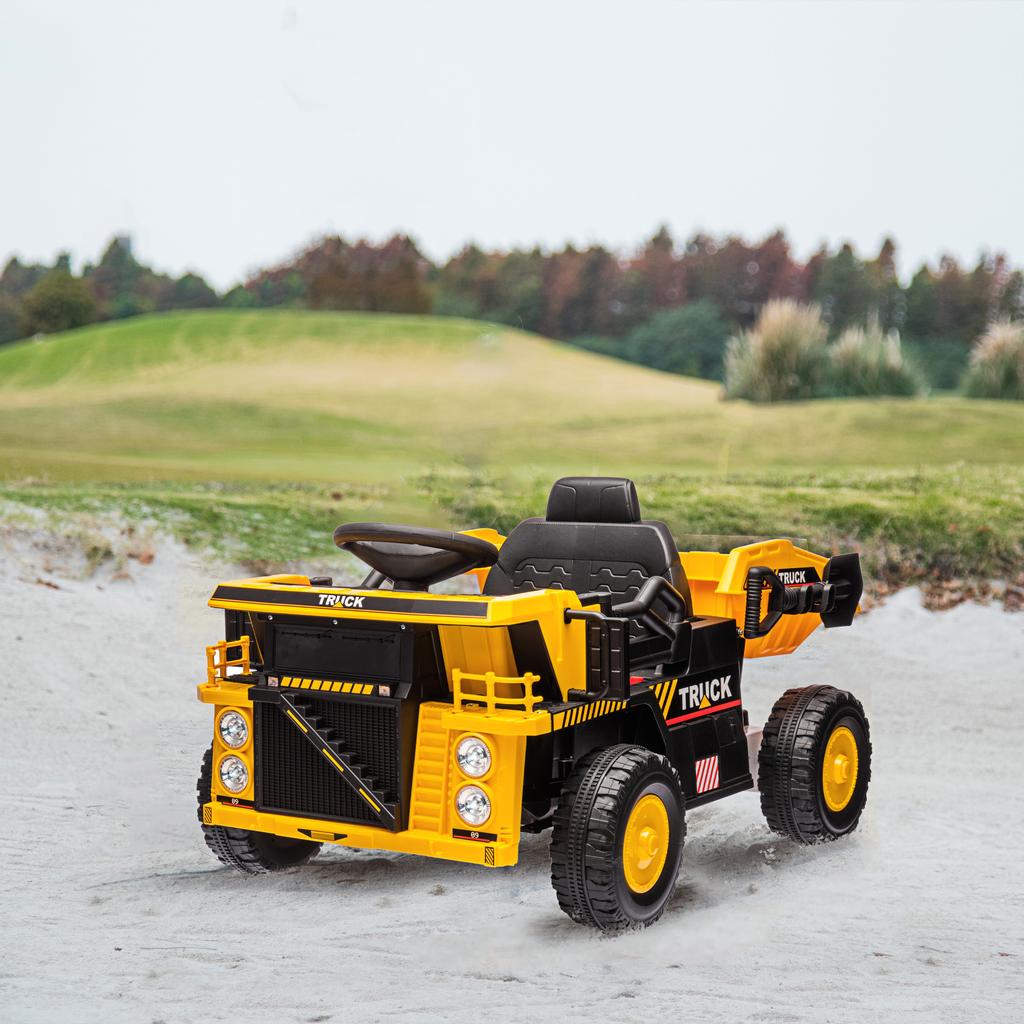 Electric Tipper Truck, 3-6 km/h, Slide Car, Tiltable Loading Bed, Light & Music, for 3-5 Years