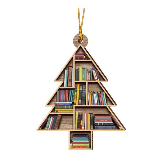 Книжная полка рождественские украшения 2D плоские акриловые книжный магазин украшение рождественская елка подвесное украшение для любителей книг подарки