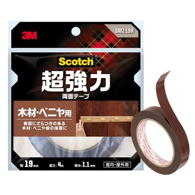 3M Extra для дерева и 19мм 4м Двусторонняя лента Scotch, Прочная, Шпон, Широкая, Длинная, SMZ-19R, Полудлинная