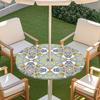 Outdoor Round Table Cover With Geometric Waterproof Elastic Edge Patio Garden Dining