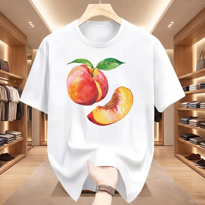 Летняя футболка с коротким рукавом Harajuku Streetwear с изображением целого персика и мужчины-слайса, эстетичные топы