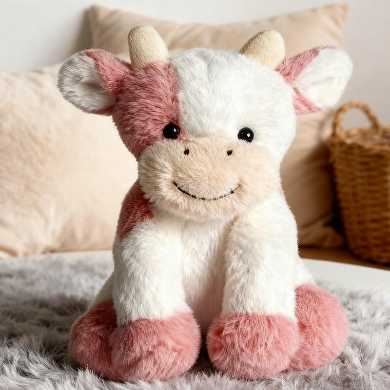 Sitting Cow Plush Toys Super Soft Skin-friendly Sleep Companion Doll Interesting Realistic Animal Doll Birthday Gifts For Friend