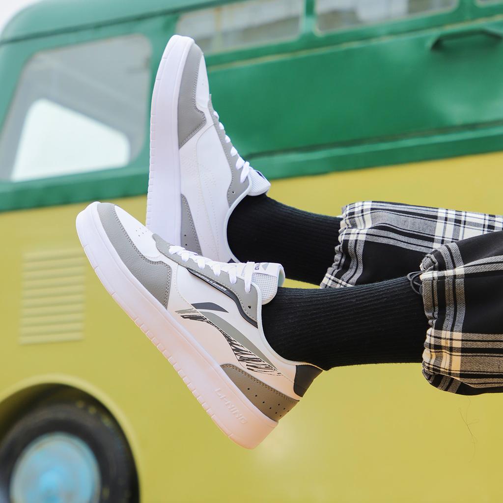 Li Ning Doda Повседневные универсальные белые кроссовки Нескользящие износостойкие дышащие увеличивающие рост низкие кроссовки для скейтбординга мужские кроссовки серые AGCT333-1