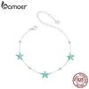 BAMOER 925 Sterling Silver Gradient Blue-green Starfish Link Chain Bracelets for Women Ocean Series Jewelry Gift