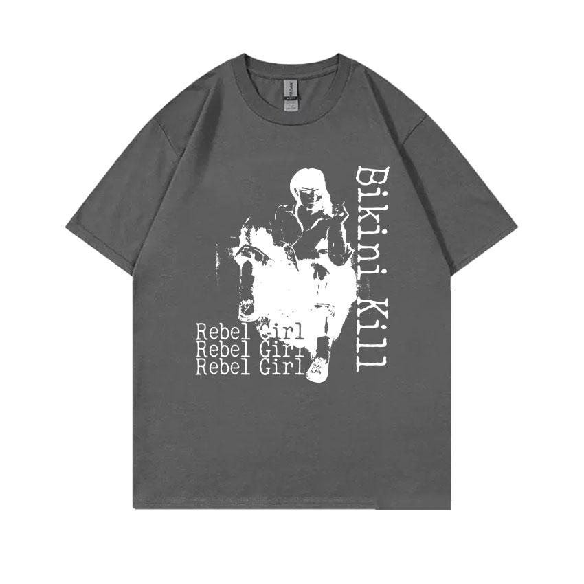 Панк-рок группа Bikini Kill Rebel Girl Графические футболки Riot Grrrl Кэтлин Ханна Футболки Мужские Винтажные Оверсайз Футболка