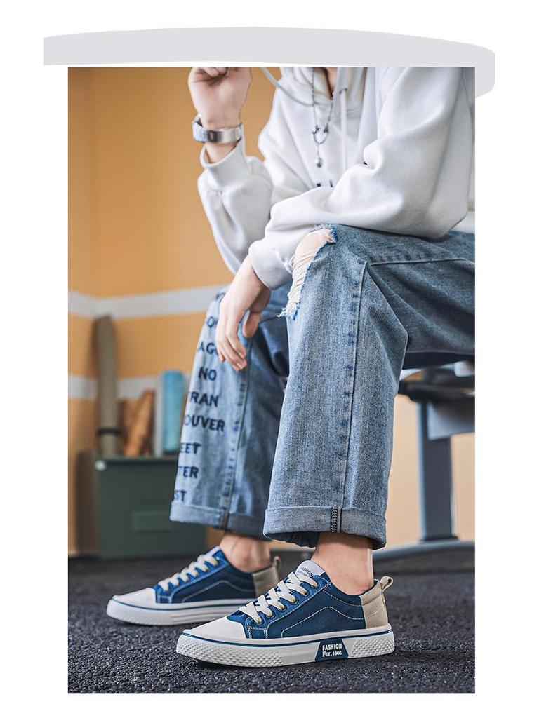 Men's Low Top Canvas Sneakers - Versatile Spring/Autumn 2025 Trendy Casual Sports Shoes
