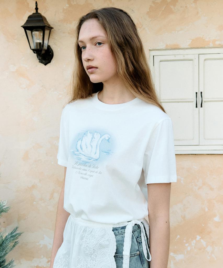 ROLAROLA Swan Graphic T-Shirt White