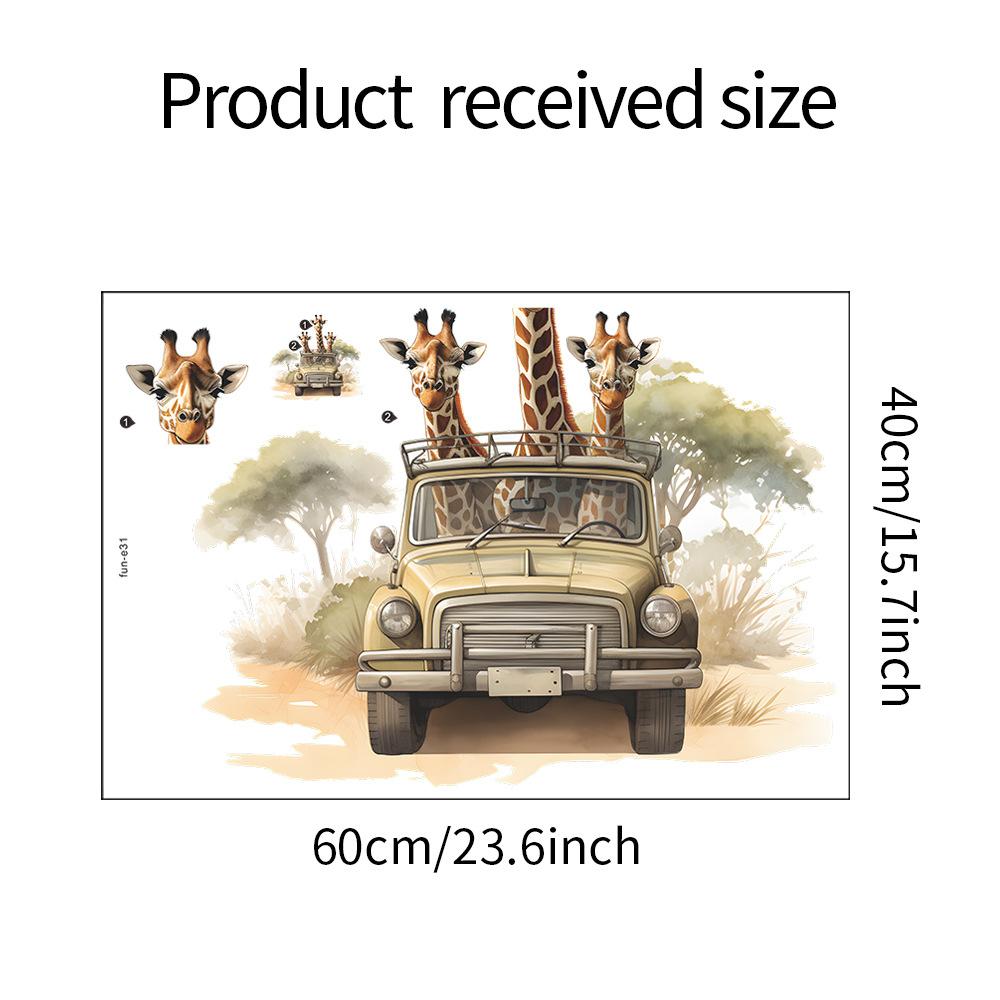 Мультфильм Три жирафа Автомобиль Детская Спальня Гостиная Украшения Стены Наклейки На Стены