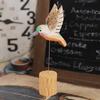 Yousheng Wood Carving Hummingbird Ornament with Tree Stump/Bell Handcrafted Bird Figurine Statue Sculpture Home Office Desktop Decoration