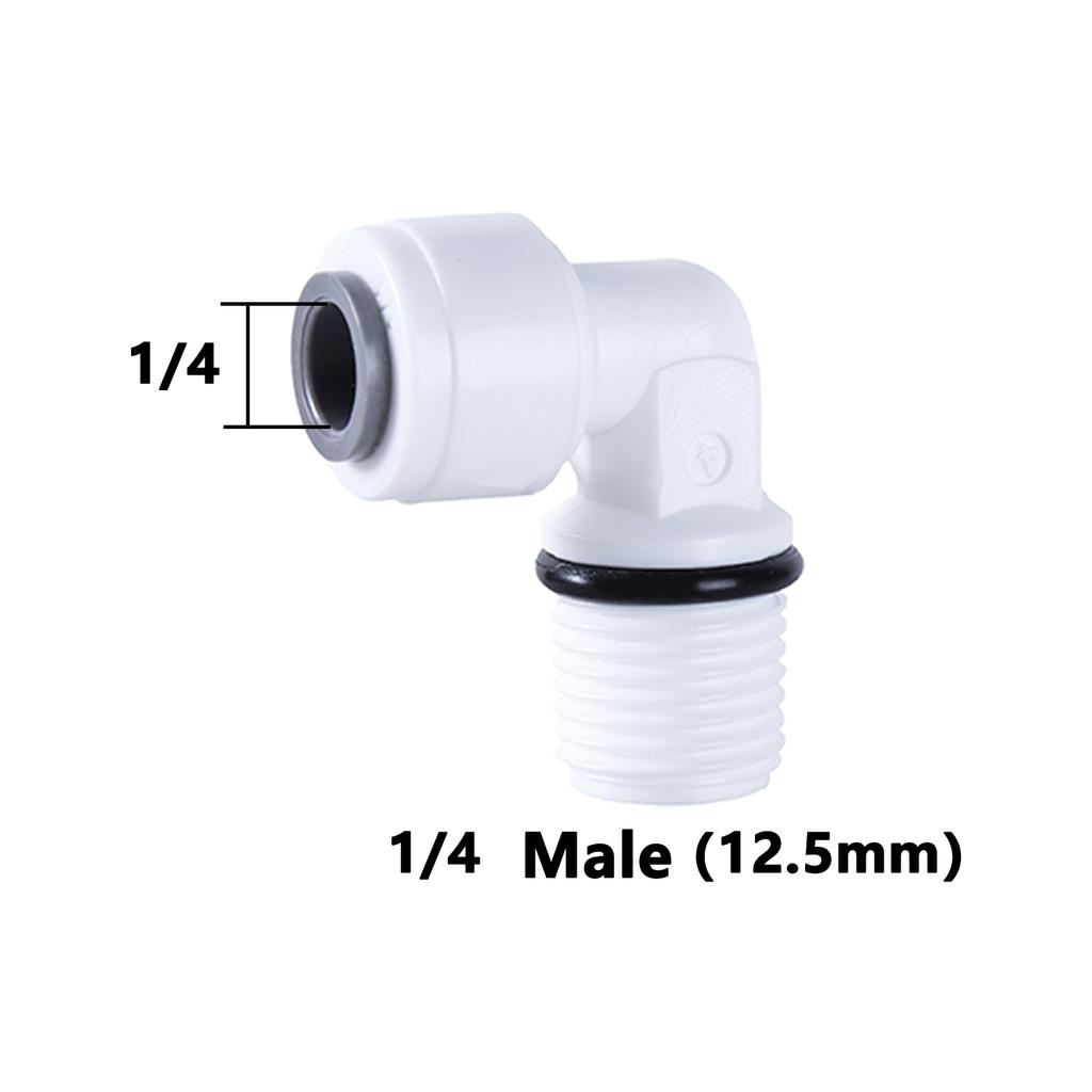 10 шт. коленчатый фитинг для обратного осмоса, 90 градусов, наружная резьба, внутренняя резьба 1/4 3/8, шланг POM, быстроразъемный фитинг для аквариума, детали фильтра обратного осмоса