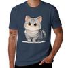 Cute Kawaii British Grey Cat T-Shirt man t shirt cotton high quality t shirt men 100% cotton luxury brand T-Shirt